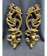 1971 HOMCO Wall Sconces, #4118 - Ready to Hang, Gold Color, 15” - £12.43 GBP