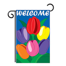 Welcome Tulips - Applique Decorative Garden Flag - G154061-P2 - £15.94 GBP