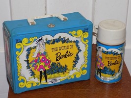 Vintage 1971 The World Of Barbie Vinyl Over Cardboard Lunchbox &amp; Metal T... - €63,32 EUR