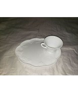 White Milk Glass Snack Luncheon Plate and Cup With Grape Pattern - £3.87 GBP
