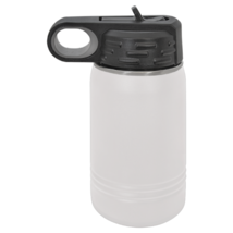 White 12oz Double Wall Insulated Stainless Steel Sport Bottle w/ Flip Top Straw - £13.76 GBP