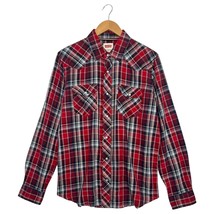 Levis Shirt Mens Medium Red Blue Plaid Western Pearl Snap Long Sleeve Co... - $24.74