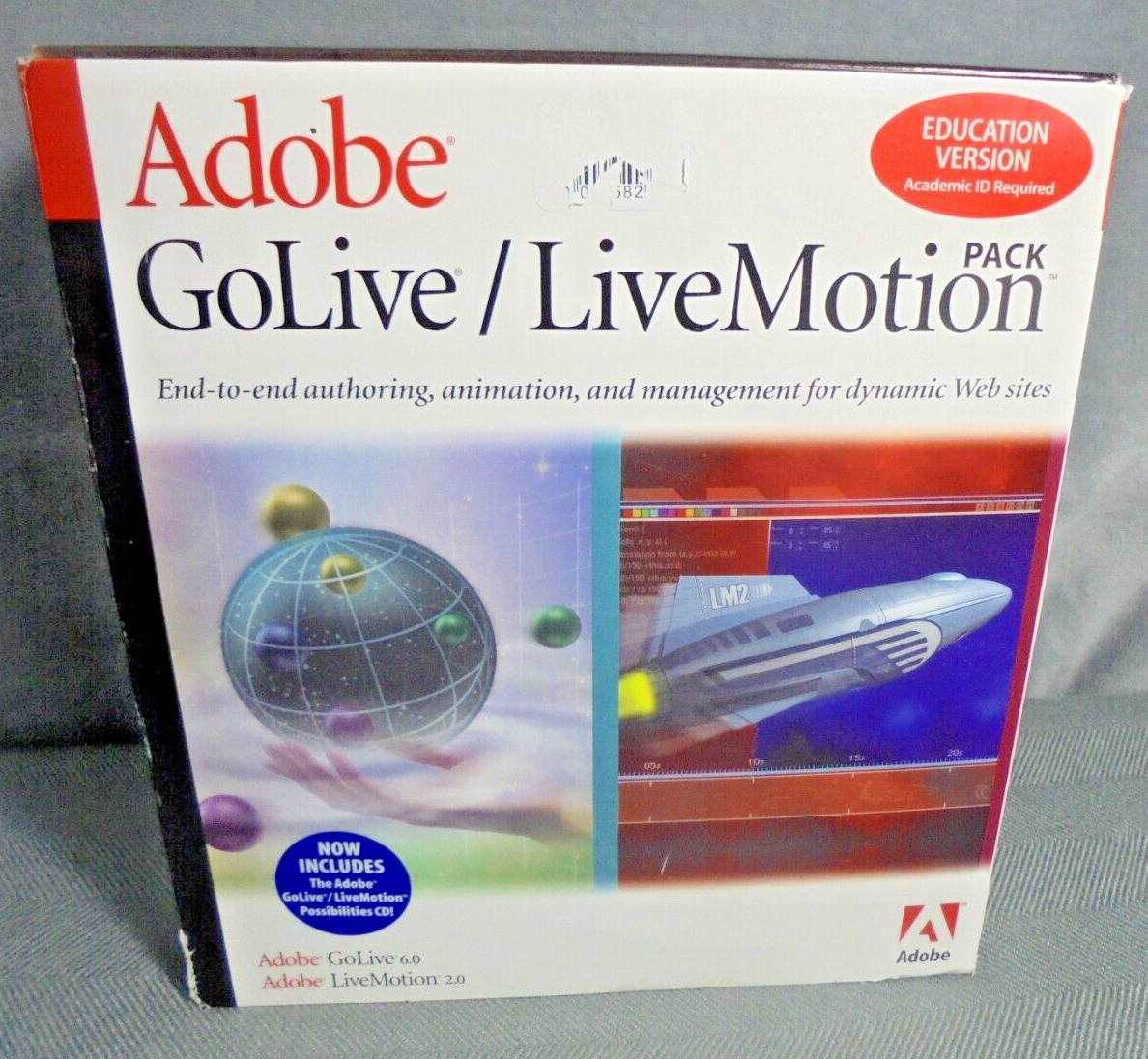 Adobe GoLive 6.0 and LiveMotion 2.0 Education Version for Windows 1999 Academic - $22.26