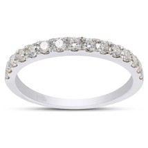 1/2CT Round Moissanite Half Eternity Wedding Band 14K White Gold Plated Silver - £52.63 GBP