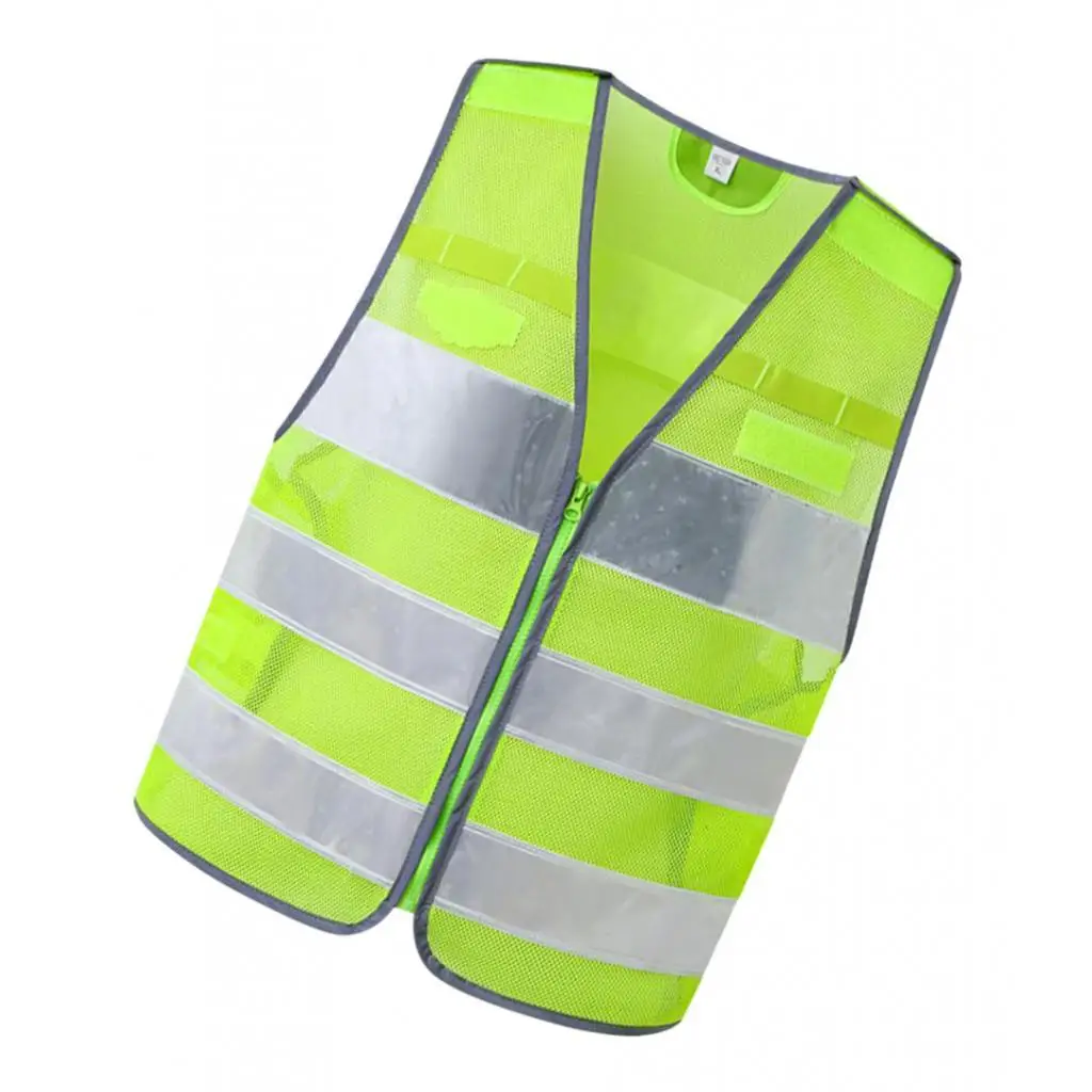 High Visibility Zipper Front Safety Vest With Reflective Strips, Premium Yello - £20.96 GBP