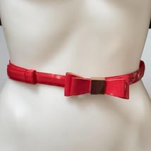 Belt Women&#39;s Faux Patent Leather Bow Slide Adjustable Size L - £7.05 GBP