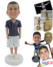 Personalized Bobblehead Funky Dude In Printed Shorts With Stylish Locket - Leisu - £72.72 GBP