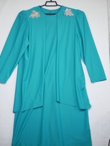 Vintage Nancy II Womens Dress 14P Teal with silver accents Made USA - £19.74 GBP