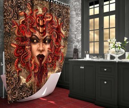 Horror Goth Medusa Shower Curtain, Cool Home Decor - Mocking Version - Beige - £56.75 GBP