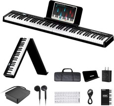 Folding Piano Keyboard, 88 Keys, Full Size, Semi-Weighted, Bluetooth Portable - £187.56 GBP