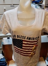 T Shirt 4th Of July 100% Cotton Ladies Collar Red/ White/Blue Flag NIB 278J - $7.49