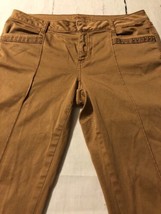 Caché Women&#39;s Pant Brown Studded Stretch Flap Pocket Pant Size 10 X 28 - $11.88