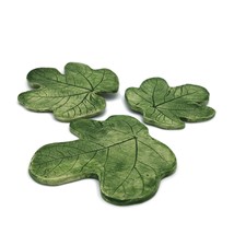 3Pc Green Handmade Ceramic Fig Leaf Coaster Botanical Home Decor Artisan... - £59.41 GBP