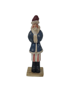 Vtg Primitive Folk Art Wooden Santa Fourth of July Red White Blue 7.5&quot; - £15.77 GBP