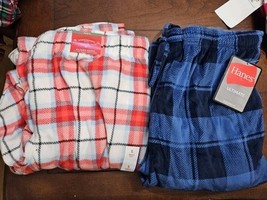 2 Men&#39;s Size Large Fleece Pajama Pants WonderShop &amp; Hanes Both Plaid NWT - $19.75