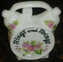 VINTAGE PORCELAIN TRINKET JEWELRY RING BOX MINIATURE WALL POCKET - £4.70 GBP