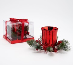 Kringle Express Set of 2 Lit Mercury Glass Votives with Gift Box in Red - £30.93 GBP