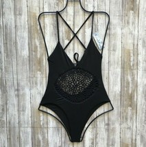 Frankie&#39;s Bikinis Black Poppy Classic Crochet Detail One Piece (S) Nwt $225 - £110.08 GBP