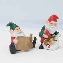 Homco Christmas Elves Lot of 2 Elf Pixie Retro MCM Shelf Decor Set #5602 - £15.62 GBP
