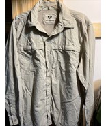 White Sierra Shirt Long Sleeve Men’s Large Brown Mesh Lined Pockets Fishing - $27.08 CAD