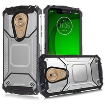 Metal Jacket Design Edge Shock Proof Fused Case Motorola Moto G7 Play SILVER - £4.60 GBP