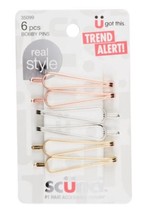 SCUNCI Real Style Metal Bobby Pins, Pack of 6 (Gold, Silver and Rose Gold) - $8.79