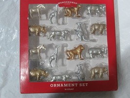Silver and Gold Wild Animal Christmas Ornament Set 16 w/Hooks by Wondershop - £18.37 GBP