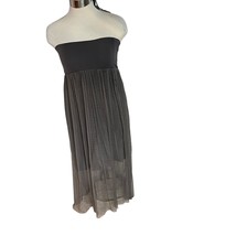 Effies Heart Shoulder less Dress Large Taupe Brown Layers Outer Sheer Long - $11.87