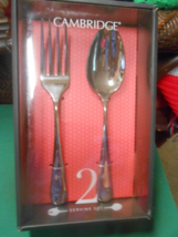 NEW-Outstanding Cambridge 2 Piece Stainless Serving Set- Fork And Spoon - £13.12 GBP