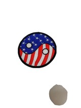 Red White Blue Stars Stripes American Flag Ying Yang 2&quot; Round Embroidered Patch - £5.61 GBP