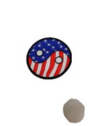 Red White Blue Stars Stripes American Flag Ying Yang 2&quot; Round Embroidere... - $6.92