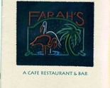 Farah&#39;s A Cafe Restaurant &amp; Bar Menu University Ave Gainesville Florida  - £27.34 GBP