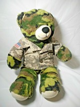 Build A Bear US Army Military Bear Camouflage Plush 16&quot; Stuffed Toy Green BABW - £14.18 GBP