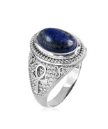 Sterling Silver Egyptian Ankh Cross Lapis Lazuli Gemstone Ring - $137.18 CAD