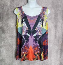 One World Tank Womens 22/24 Blouse Tunic Purple Multi-colored Floral Sub... - $18.99