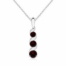 ANGARA 0.68 Ct Channel-Set Round Garnet Three Stone Journey Pendant in Silver - £127.03 GBP