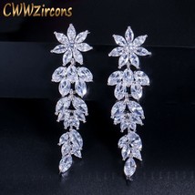 Luxury Marquise Cluster Flower Shape Cubic Zirconia Long Dangle Drop Earrings fo - £16.18 GBP