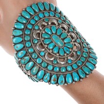 7.25&quot; 40&#39;s-50&#39;s Large Ondelacy Blue Gem turquoise cluster cuff bracelet - $3,450.15