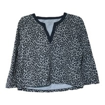 Charter Club Womens Black Leopard Print Stretch V-Neck Top Size Medium - $7.91