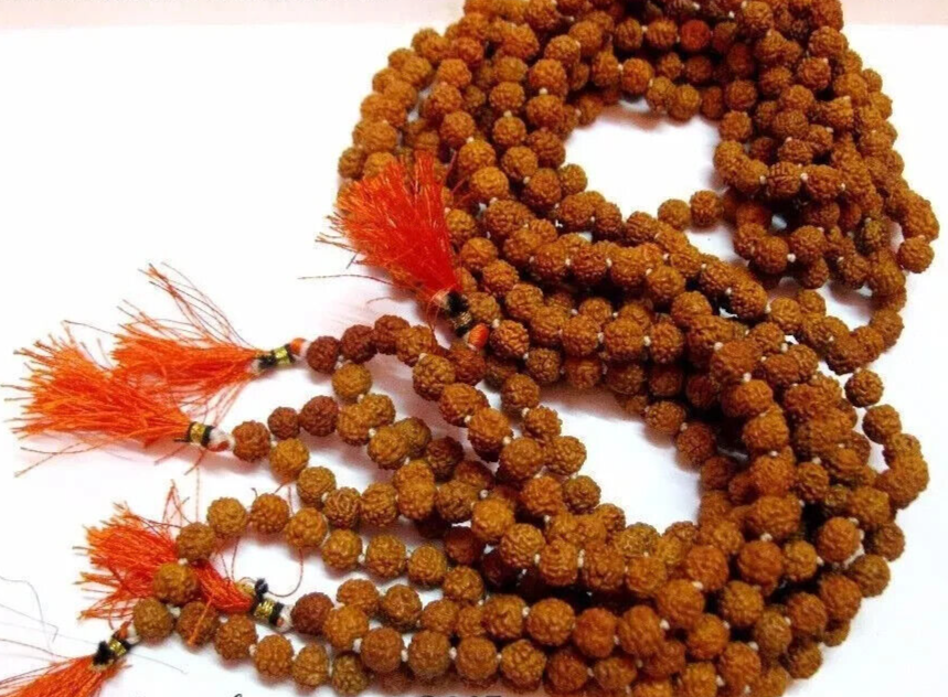 5 Pc 5 MUKHI RUDRAKSHA YOGA 108+1  BEAD 8 MM RUDRAKSH PRAYER MALA, Lab Certified