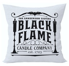 Sanderson Black Flame Candle Co Hocus Pocus Decorative Throw Pillow Case Cover - £11.54 GBP