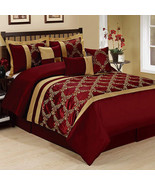 HIG 7 Pieces Comforter Set, Taffeta Fabric Embroidered Bed In A Bag - Qu... - £54.48 GBP+