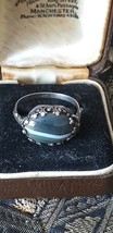 Antique Vintage Edwardian 1900-s Natural Agate Silver Ring Size US 6 1/4... - $88.11