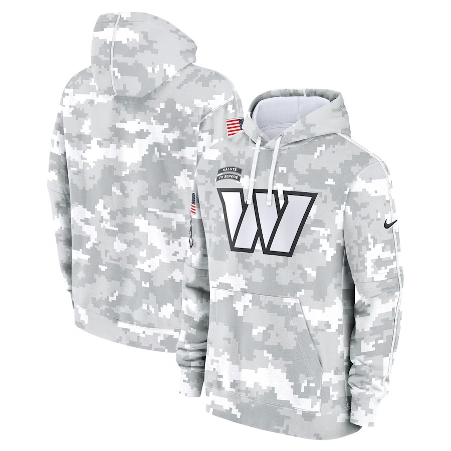 Mens White Camo Washington Commanders Salute to Service 2024 Pullover Hoodie