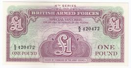 British Forces Armées, 1 Livre, 4Th Série, UNC - $28.77