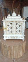 Wooden temple doors pooja temple antique white color Paint by Hand - $395.01+