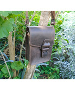 Small Handmade Greek Leather Bag with Adjustable Strap and Belt Loop - £46.98 GBP