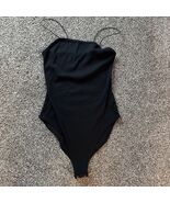 Wild Fable Ribbed Bodysuit Women Small Black Thin Straps Snap Button (S)... - $8.95