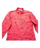 Chico&#39;s Jacket Womens Large Orange Tribal Artsy Hieroglyphics Button Lon... - €11,88 EUR