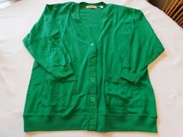 Karen Scott Women&#39;s Ladies L long sleeve shirt button up shirt cardigan Green - £14.14 GBP